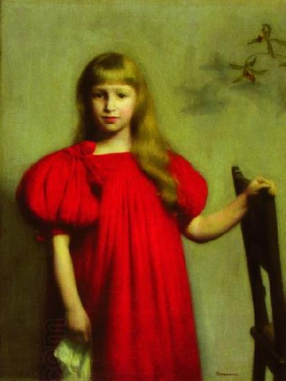 Pankiewicz, Jozef Portrait of a girl in a red dress China oil painting art